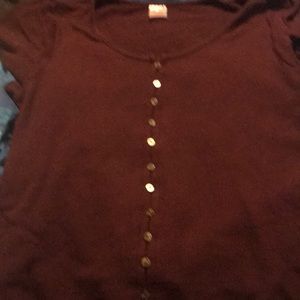Cute ruffled burgundy red dress shirt